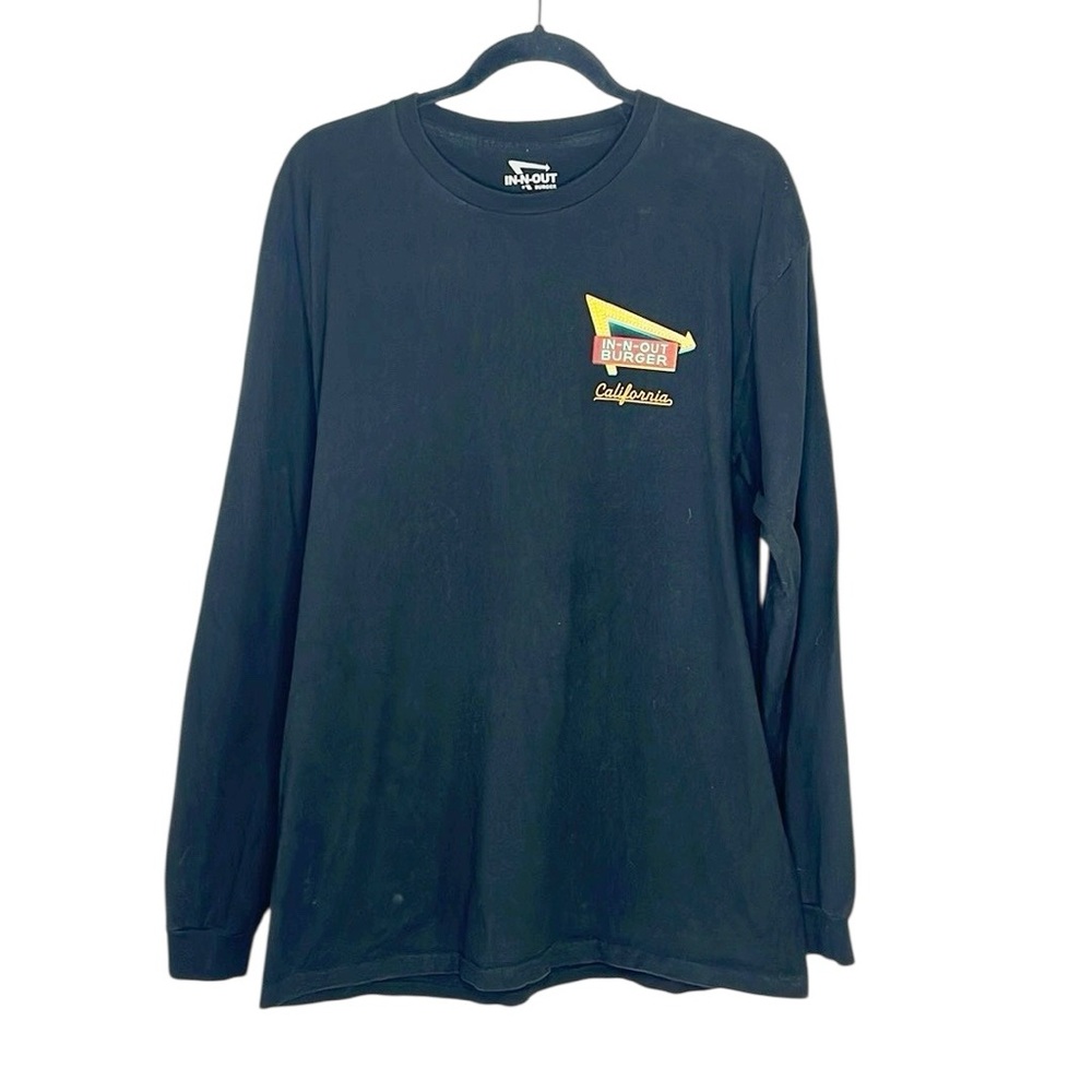 IN-N-OUT BURGER California Vintage Car Long Sleeve Black Tee size Large